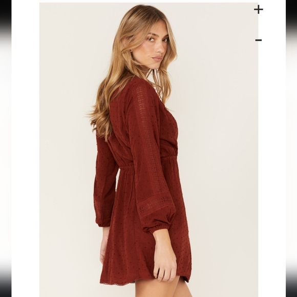 Idyllwind Women's Floral Embroidered Swiss Dot Wrap Dress - Picture 2 of 4